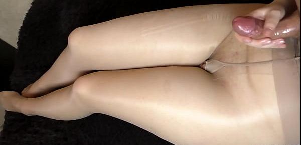  Step sis Teen Handjob - Cum on legs in sexy pantyhose